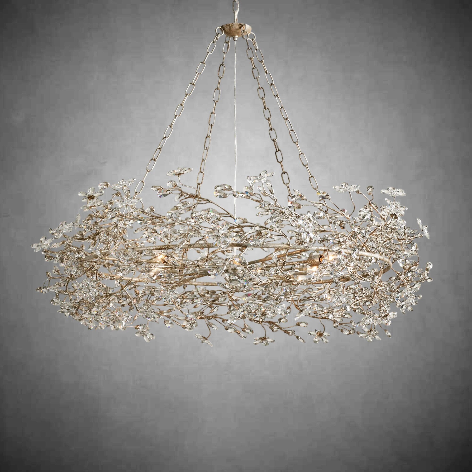 Crystal Flower Branch Chandelier - SILVER / 48"
