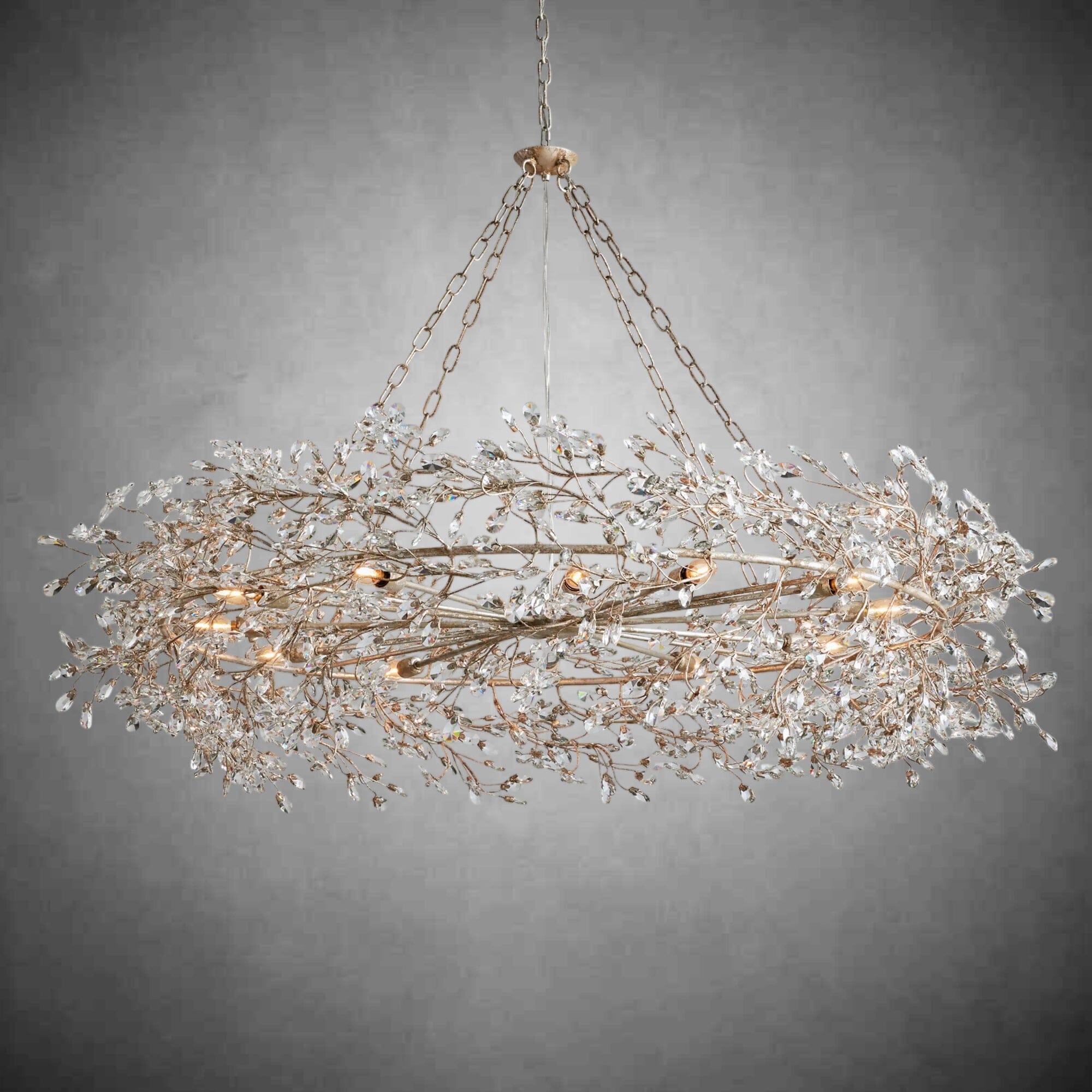 Crystal Flower Branch Chandelier - SILVER / 60''