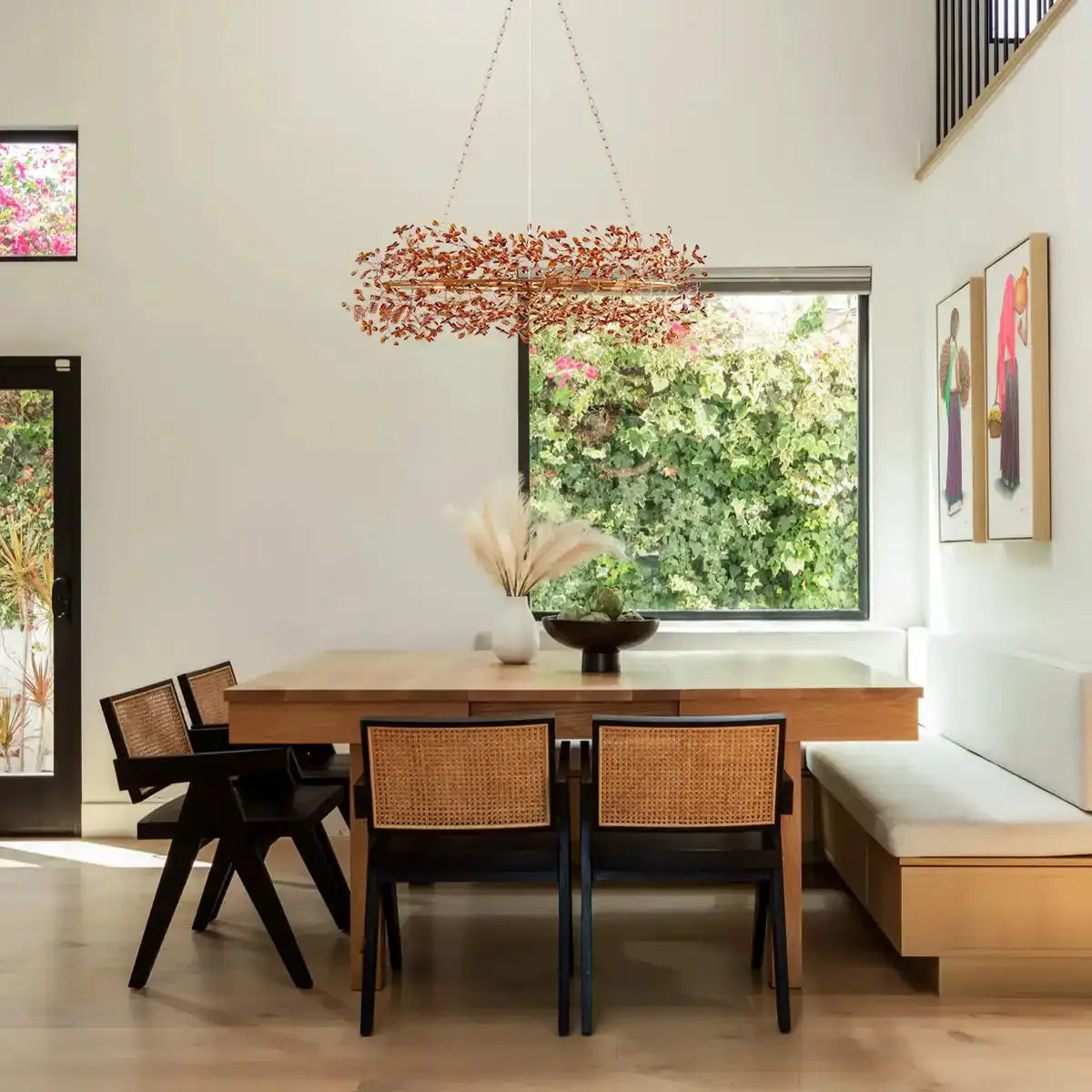 Crystal Flower Branch Chandelier above a dining table