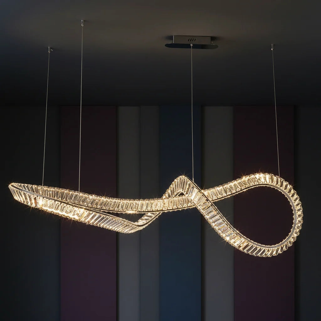 Crystal Linear Chandelier with Remote