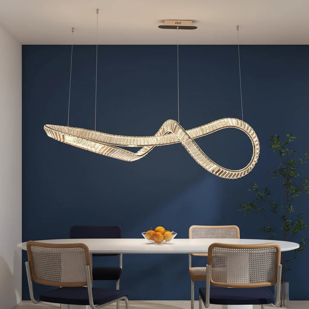 Crystal Linear Chandelier with Remote
