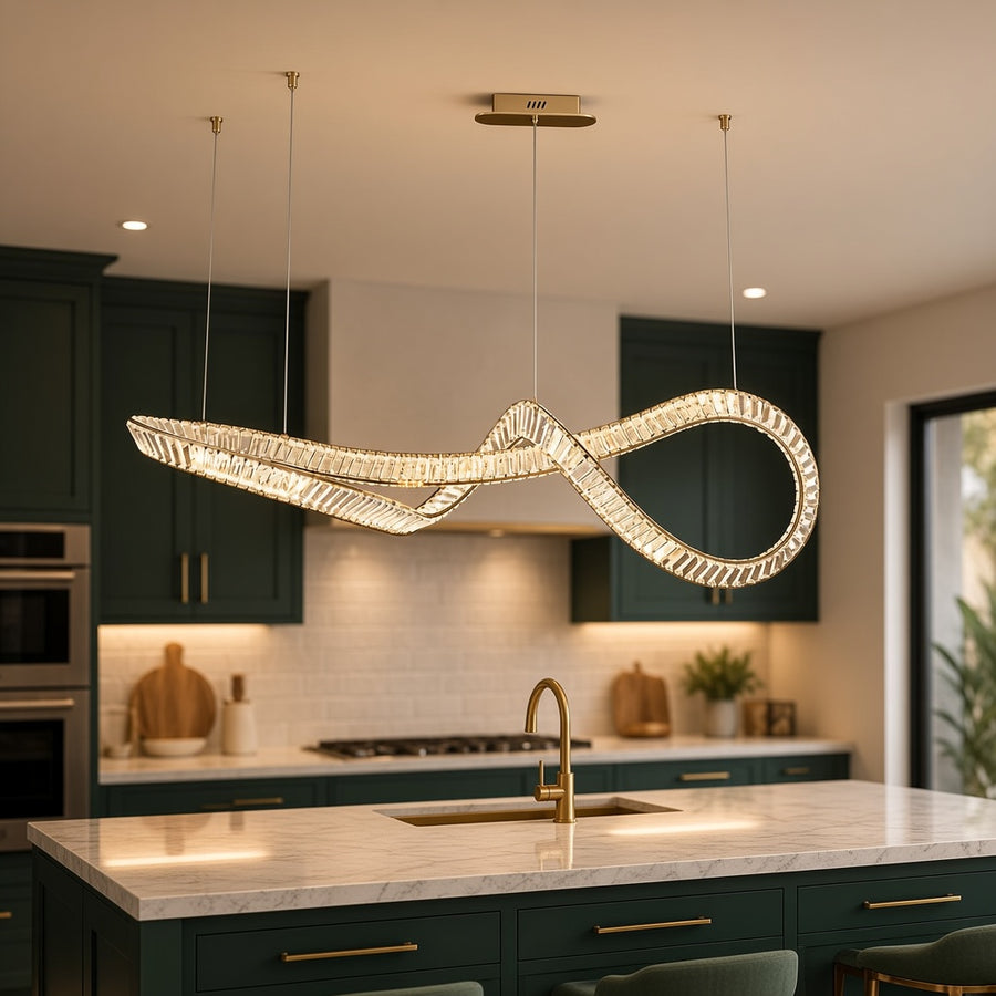 Crystal Linear Chandelier with Remote