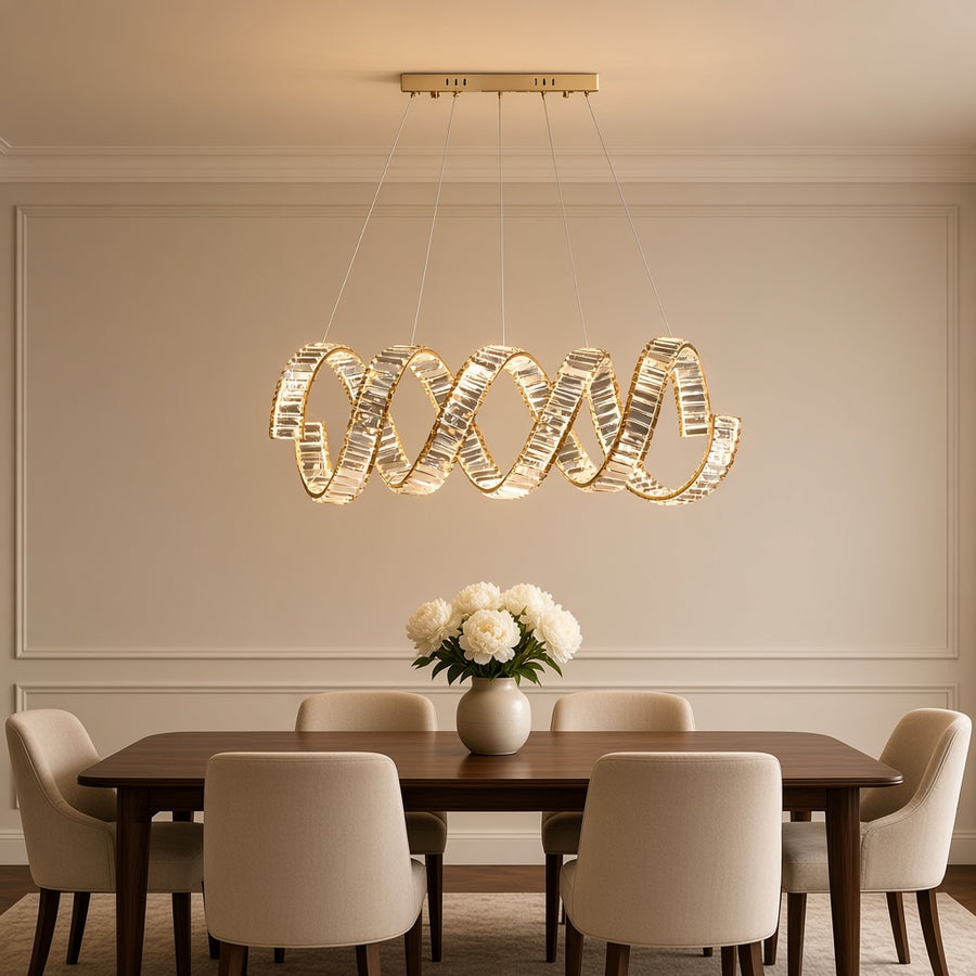 Crystal Linear LED Chandelier - Single or Double Layer