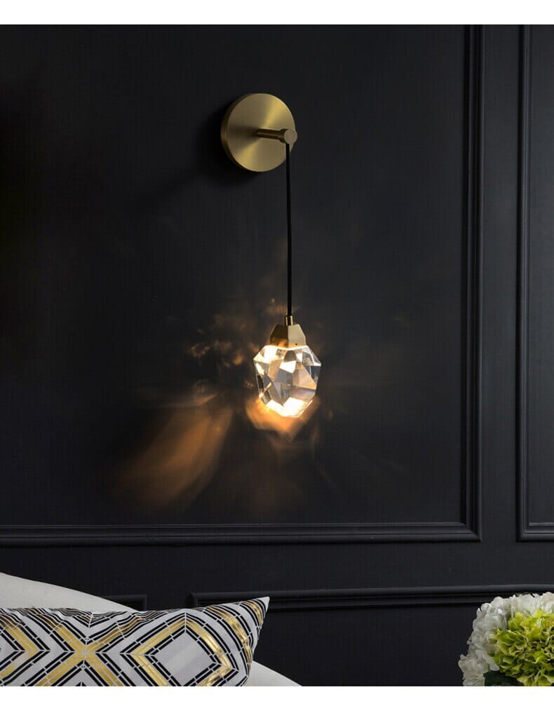 Crystal Pendant Wall Light - Single Crystal - Wall