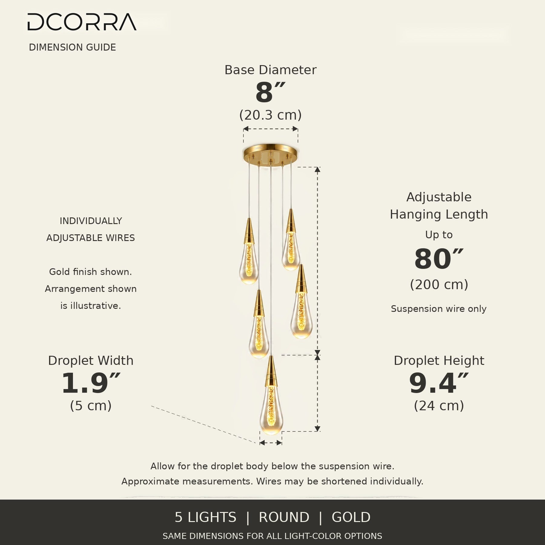 Crystal Raindrop Cascade Chandelier - 5 / Round