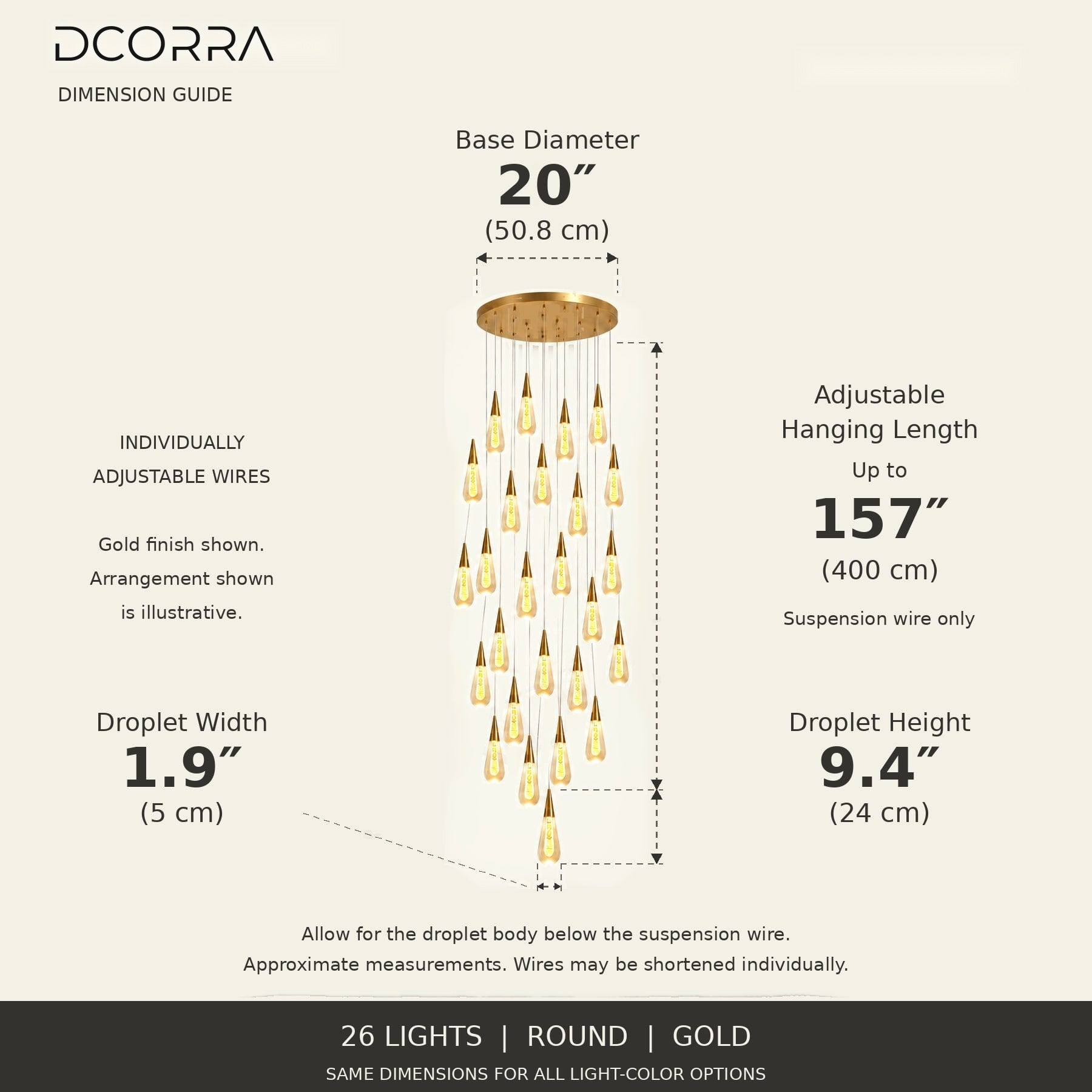 Crystal Raindrop Cascade Chandelier - 26 / Round
