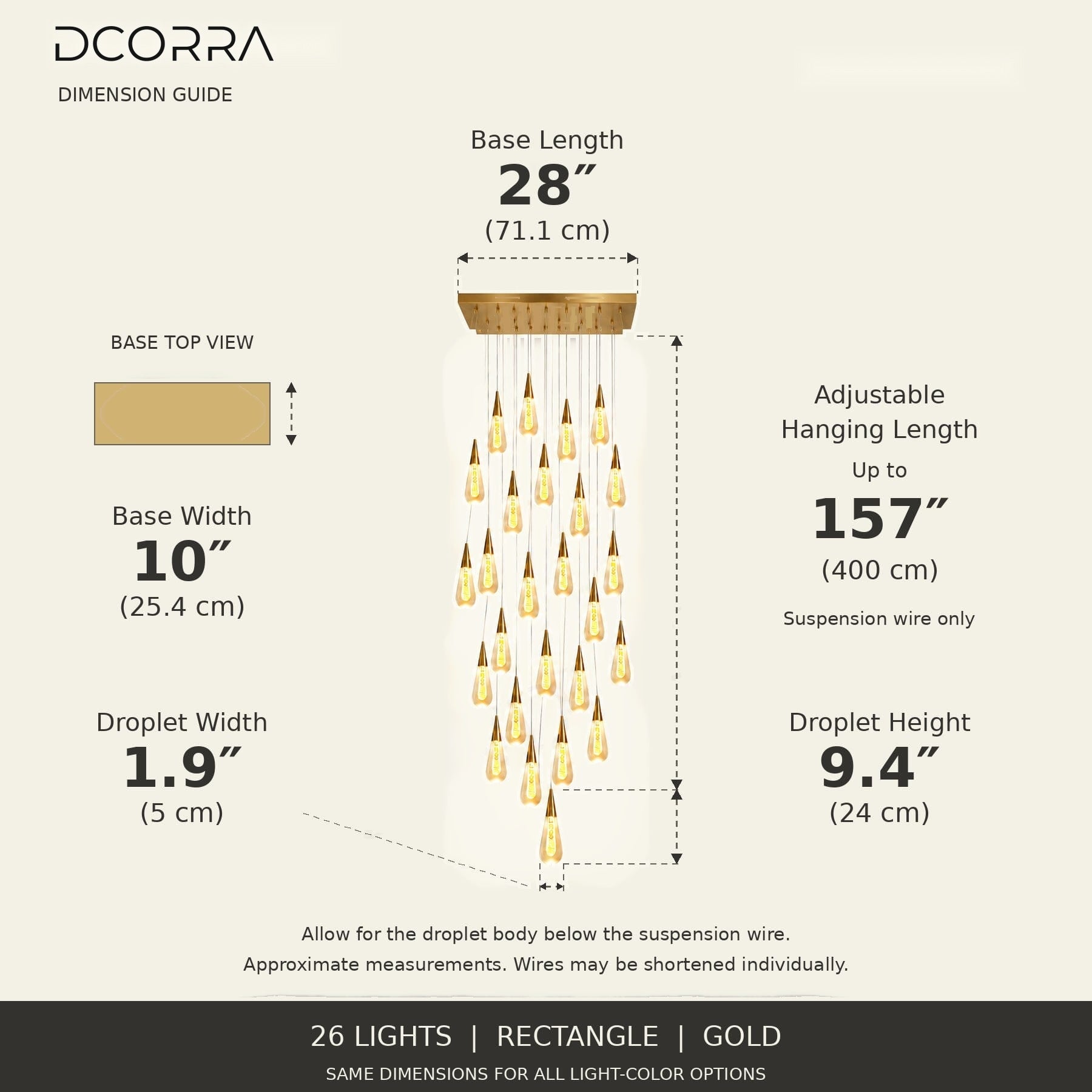 Crystal Raindrop Cascade Chandelier - 26 / Rectangle