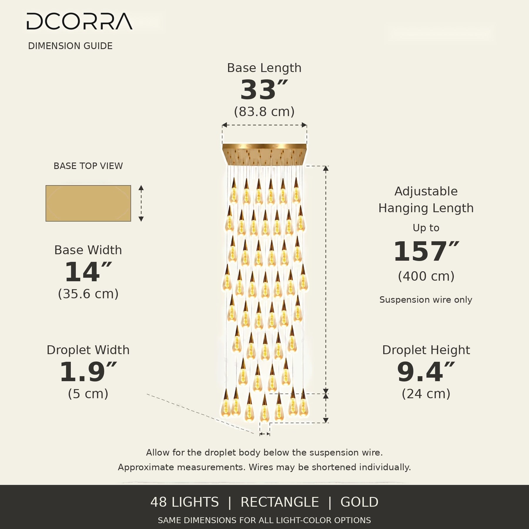 Crystal Raindrop Cascade Chandelier - 48 / Rectangle