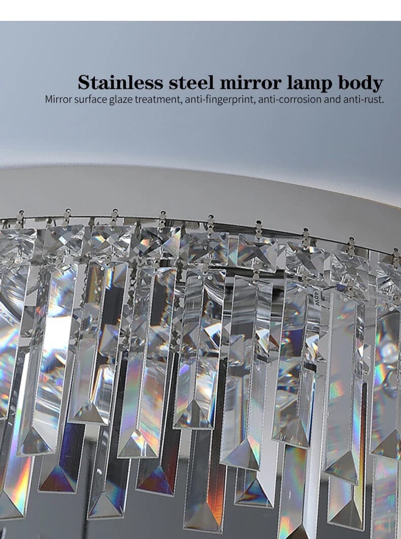 Close-up detail of the Crystal Ring Chandelier with Remote