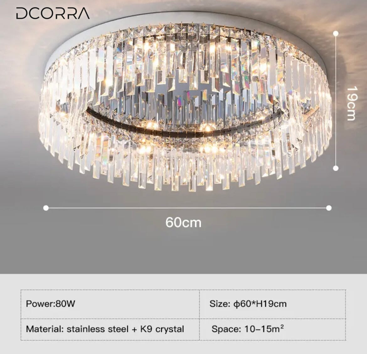 Crystal Ring Chandelier with Remote