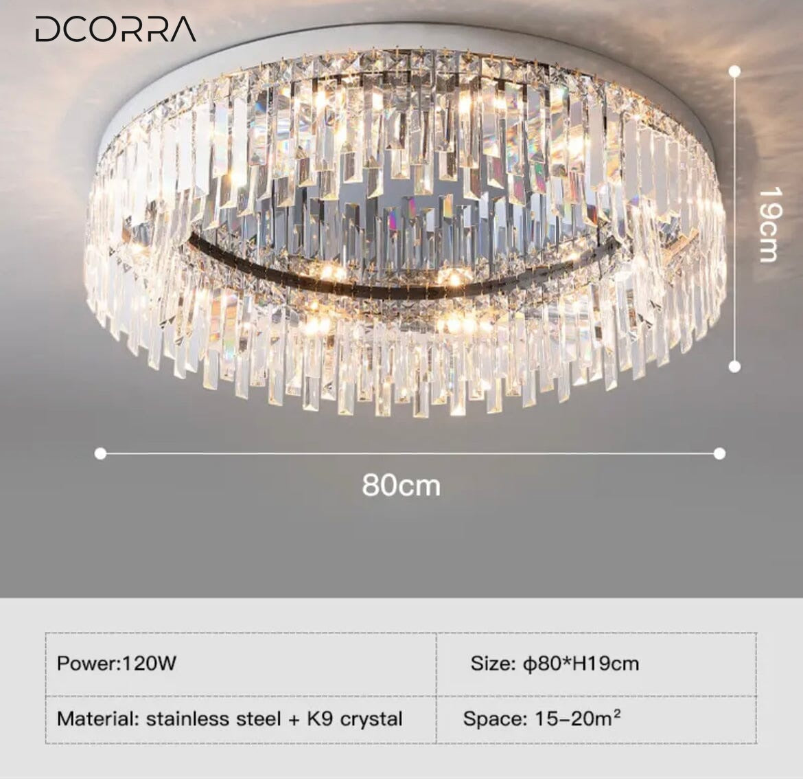 Crystal Ring Chandelier with Remote