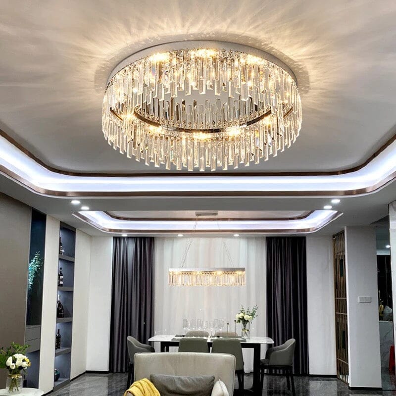 Crystal Ring Chandelier with Remote