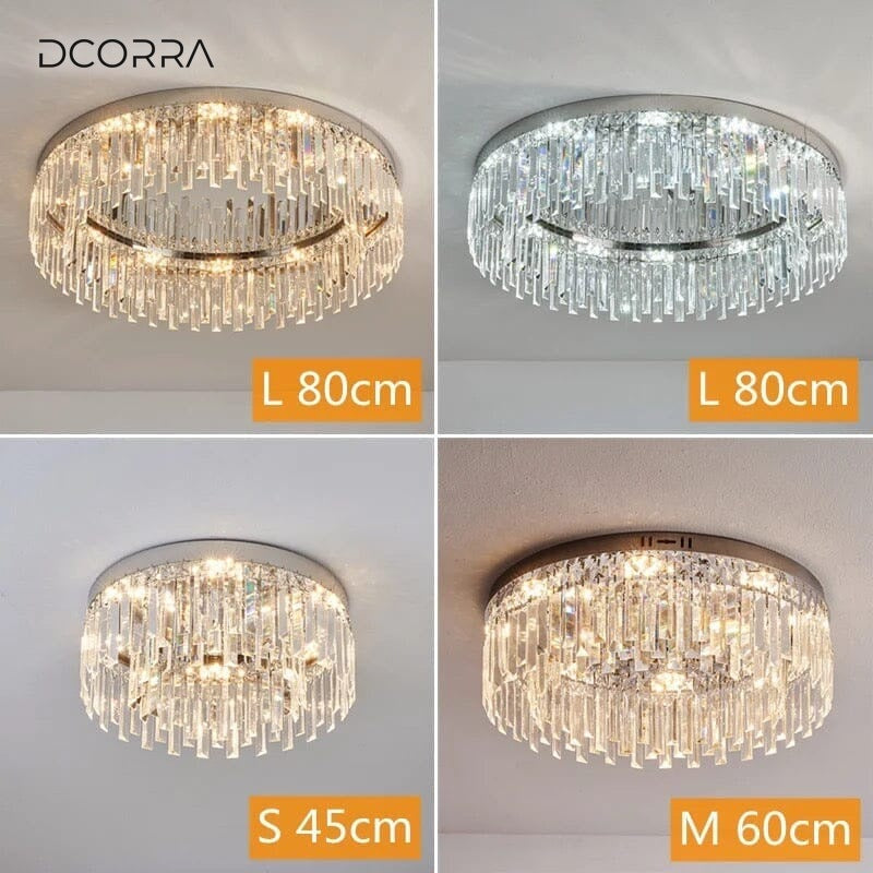 Crystal Ring Chandelier with Remote