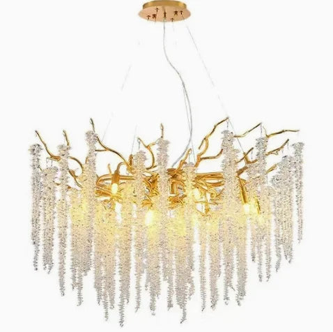 Crystal Strand Branch Chandelier on a white background