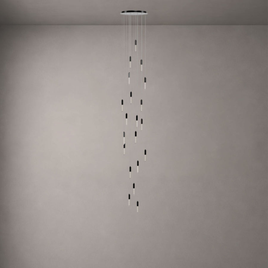 Crystal Tube Waterfall Staircase Chandelier