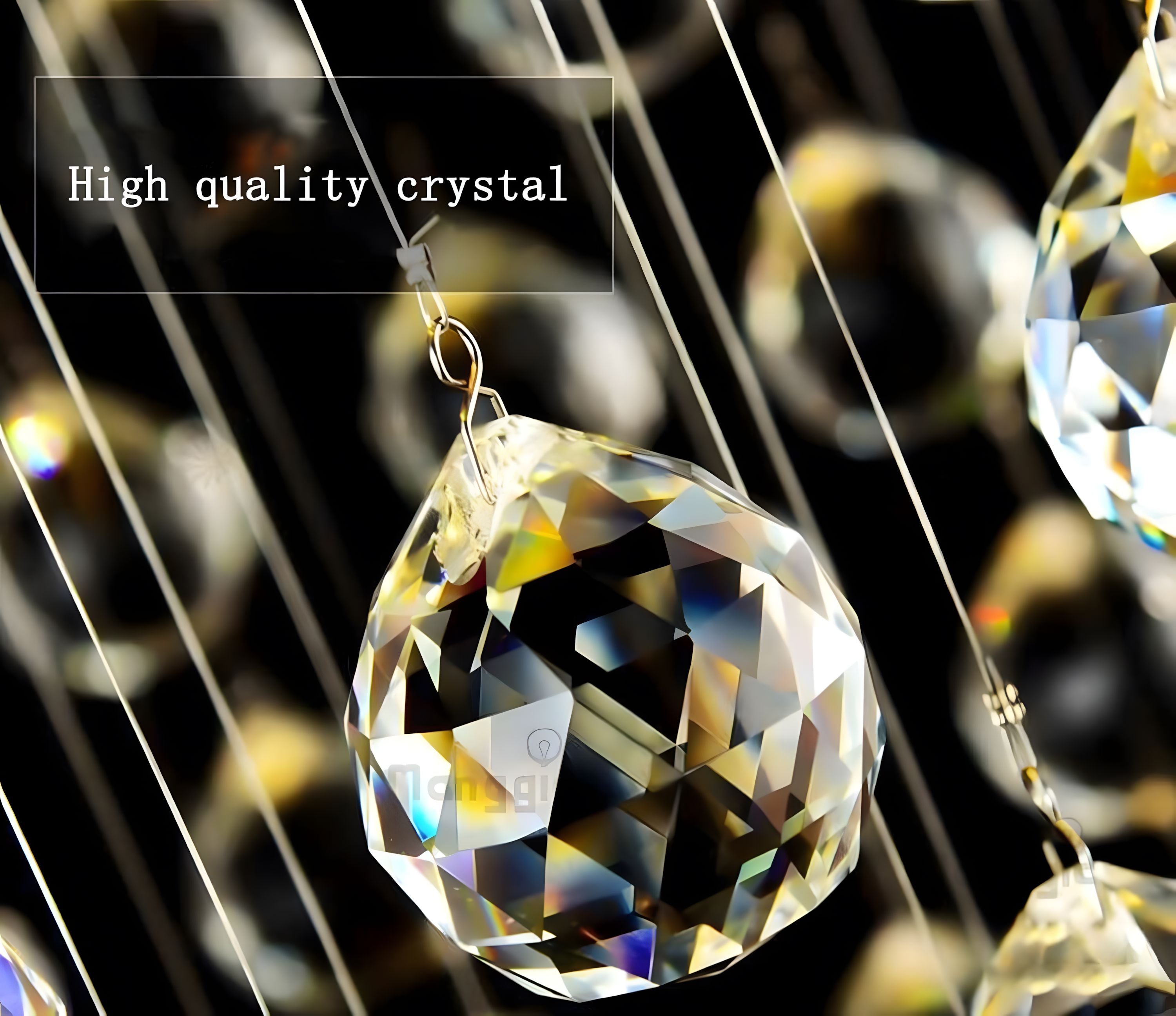 Crystal Wave Rectangular Chandelier - Chrome - view 11
