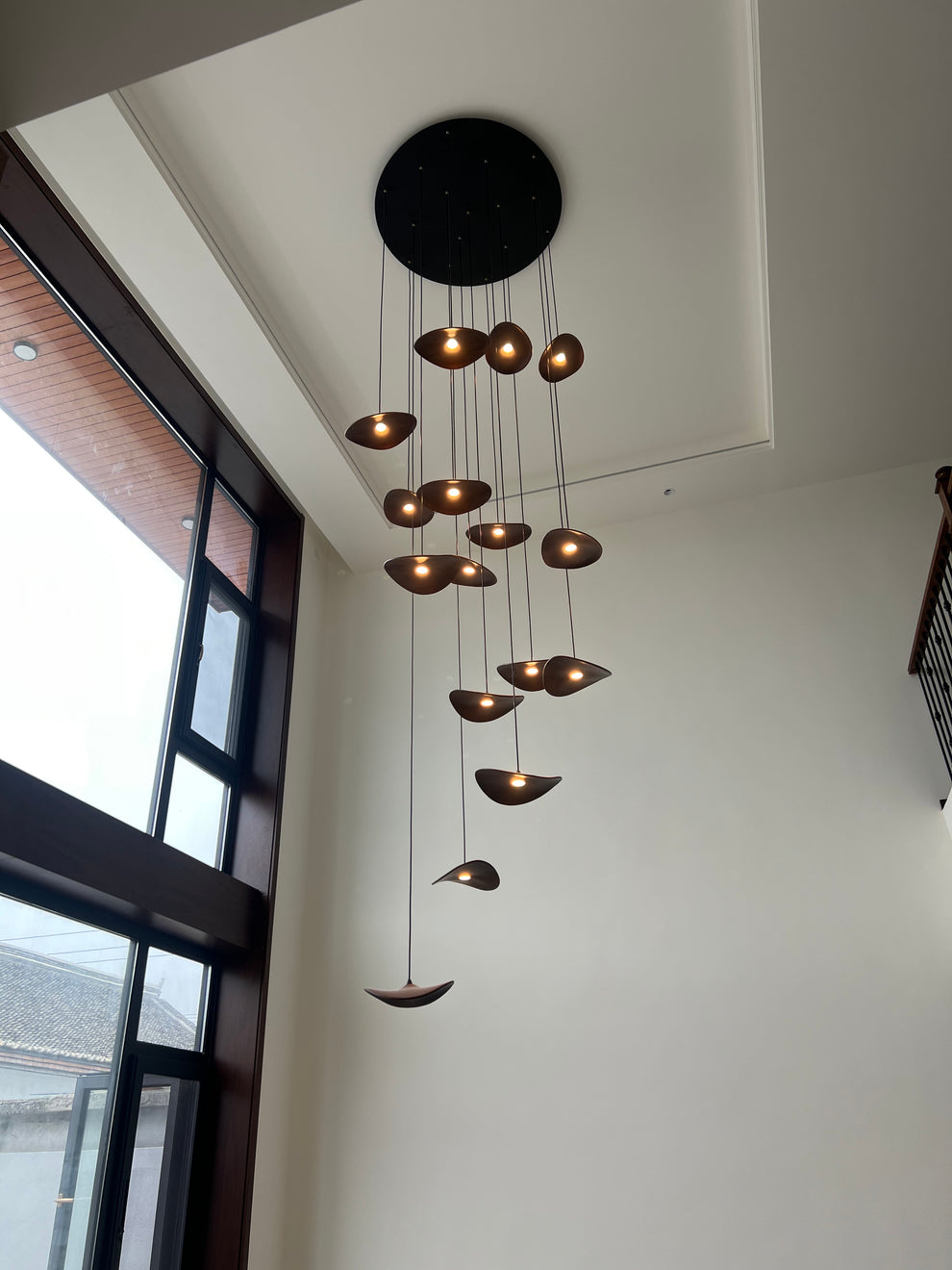 Curved Wood Disc Cloud Chandelier - view 9