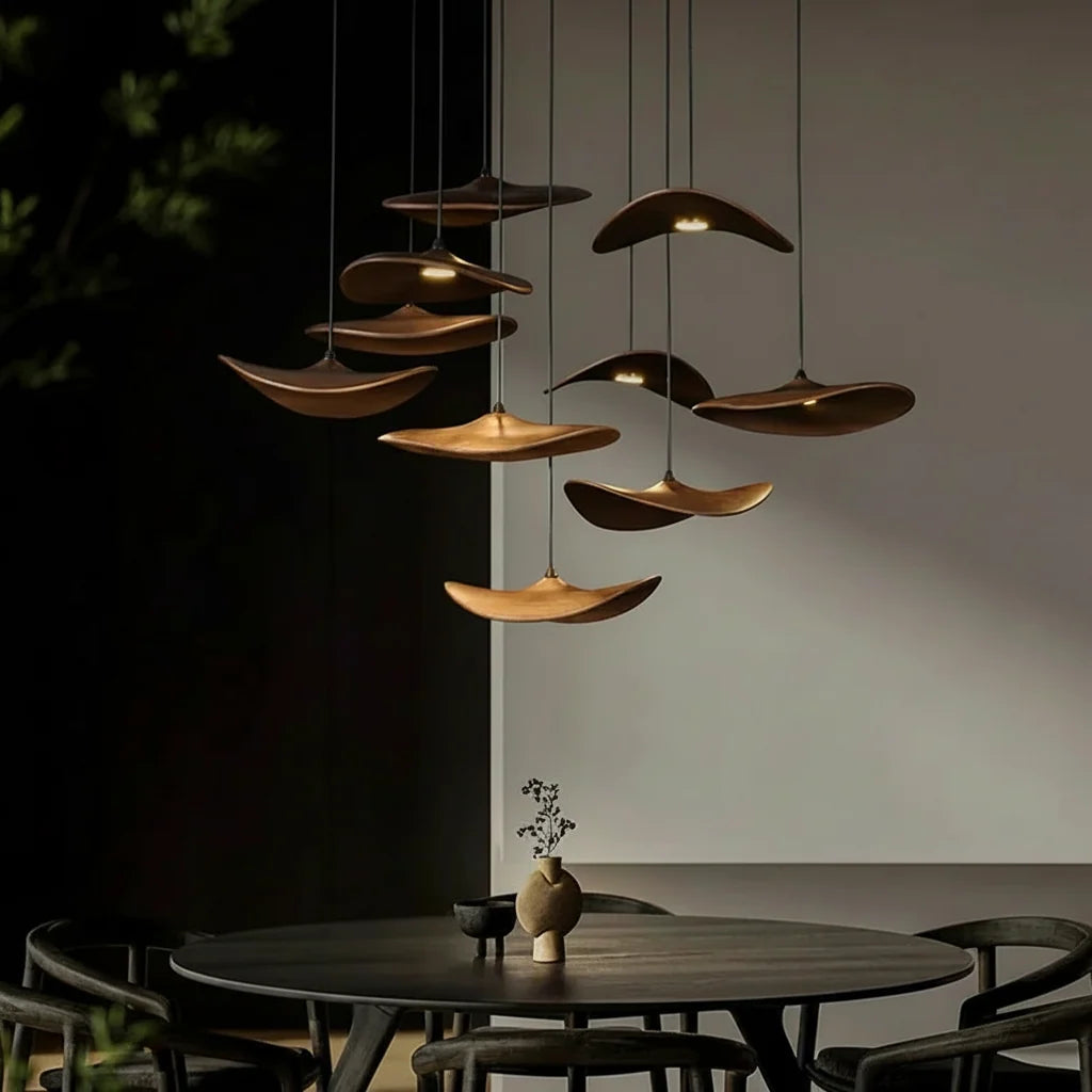 Curved Wood Disc Cloud Chandelier - view 11