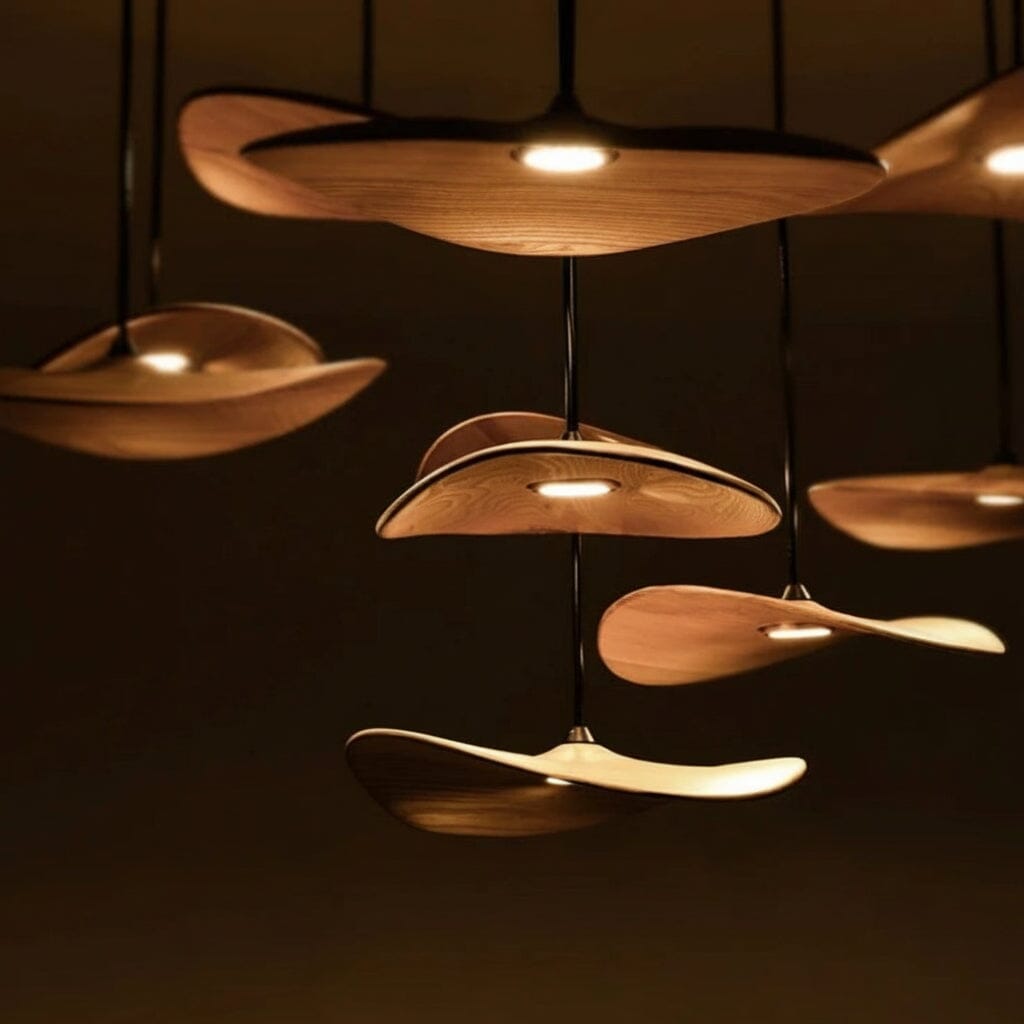 Curved Wood Disc Cloud Chandelier - view 12