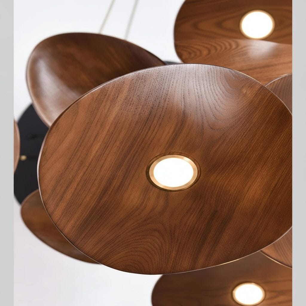 Curved Wood Disc Cloud Chandelier - view 14