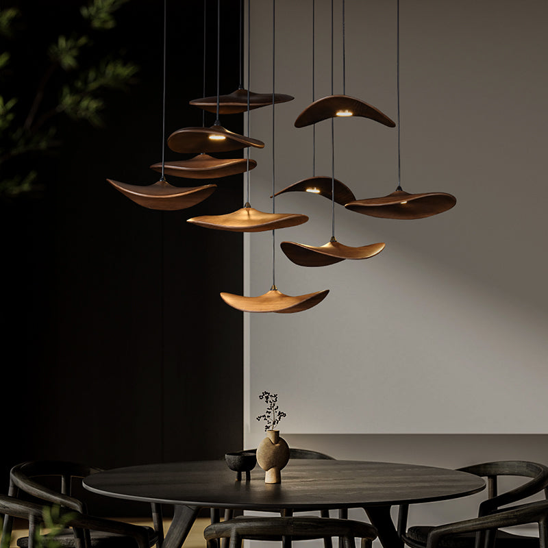 Curved Wood Disc Cloud Chandelier - view 15