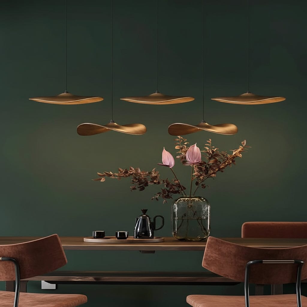 Curved Wood Disc Cloud Chandelier - view 2
