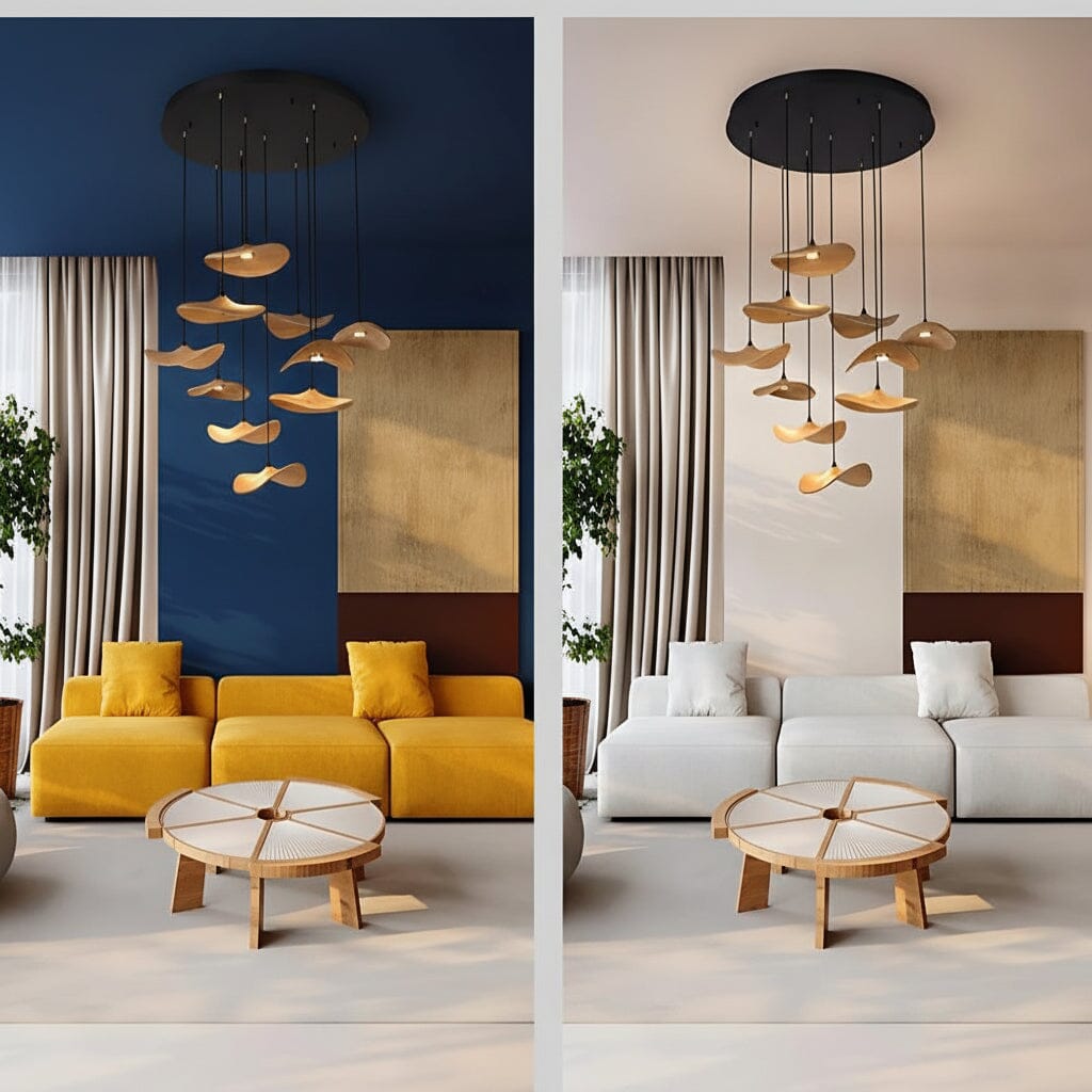 Curved Wood Disc Cloud Chandelier - view 5