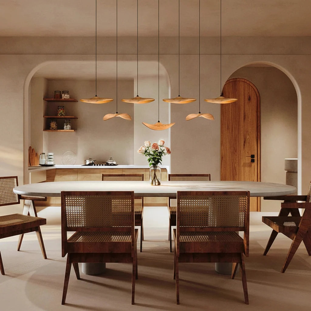 Curved Wood Disc Cloud Chandelier - view 7
