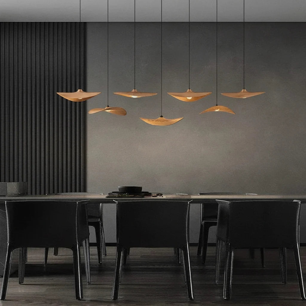 Curved Wood Disc Cloud Chandelier - view 8