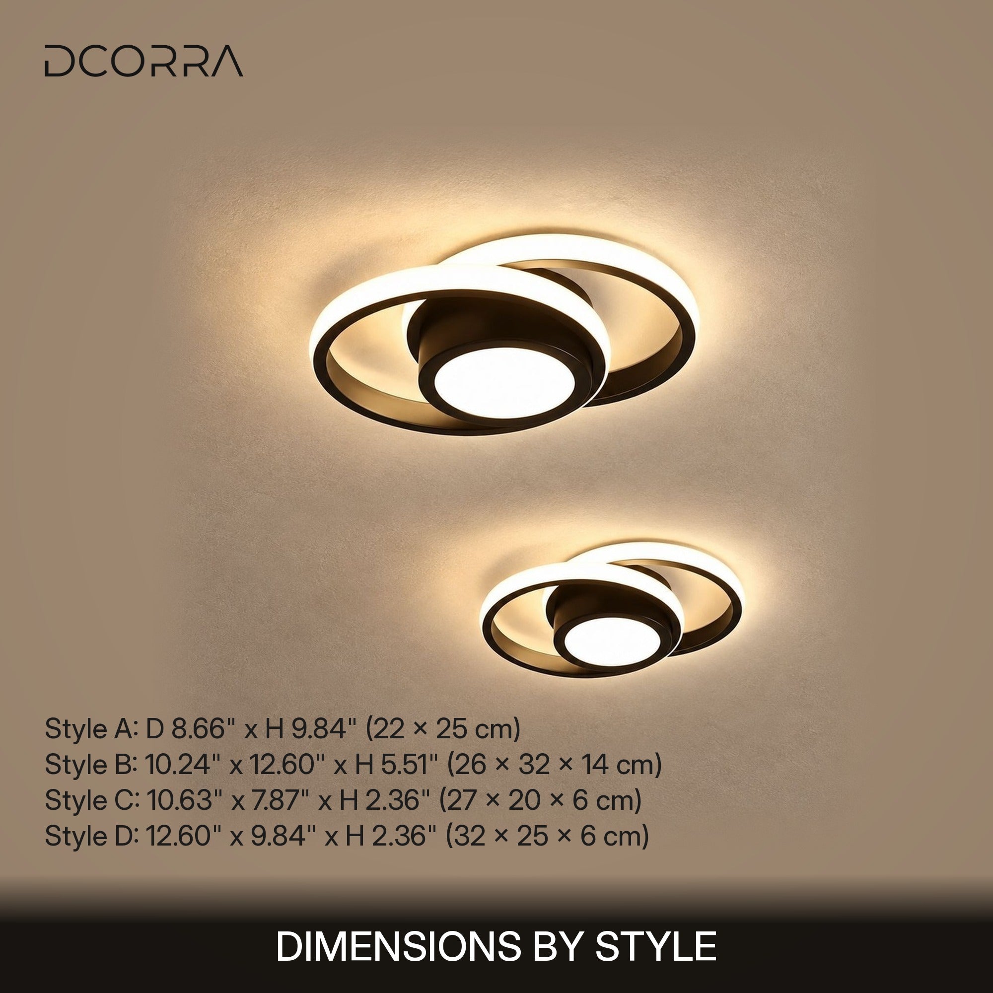 Geometric LED Ceiling Light - dimensions