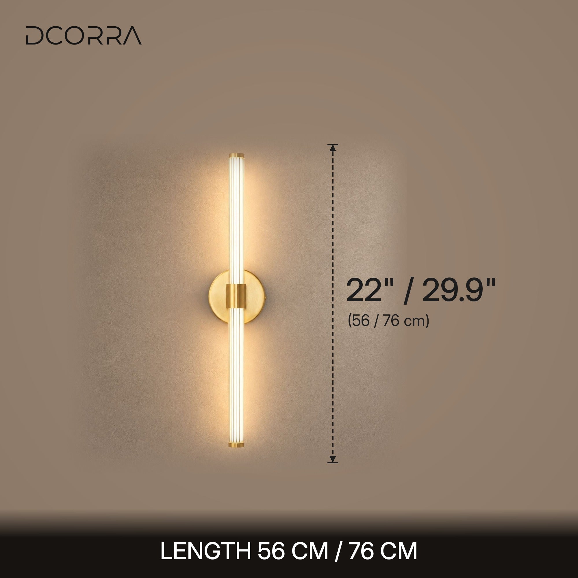 Gold Linear LED Wall Light - dimensions