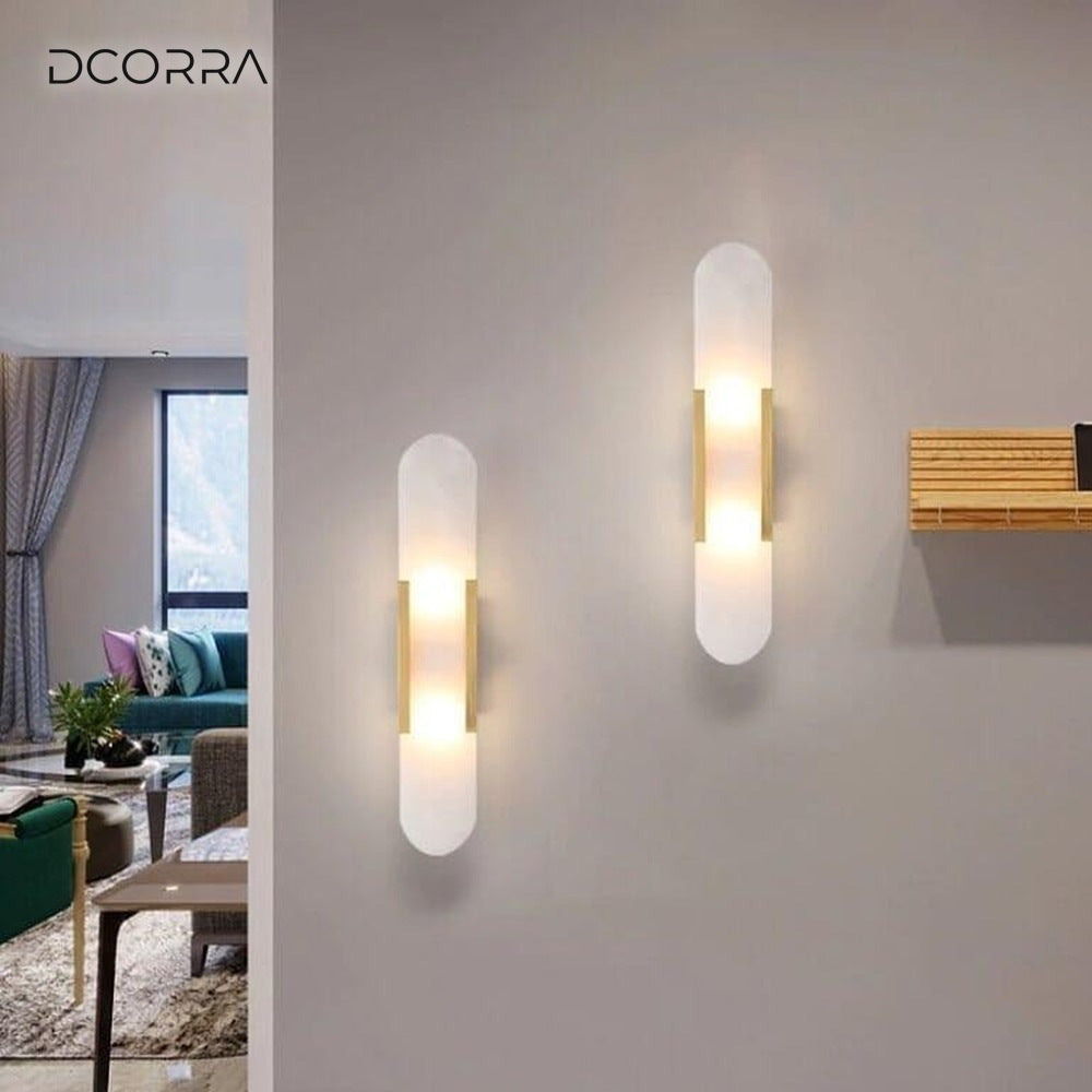 Marble and Frosted Glass Wall Sconce - view 2