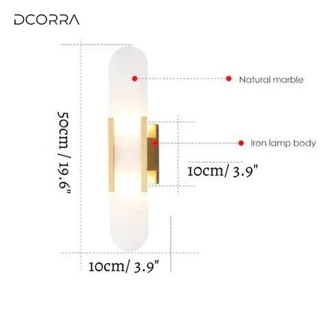 Marble and Frosted Glass Wall Sconce - 19.6" (50cm)