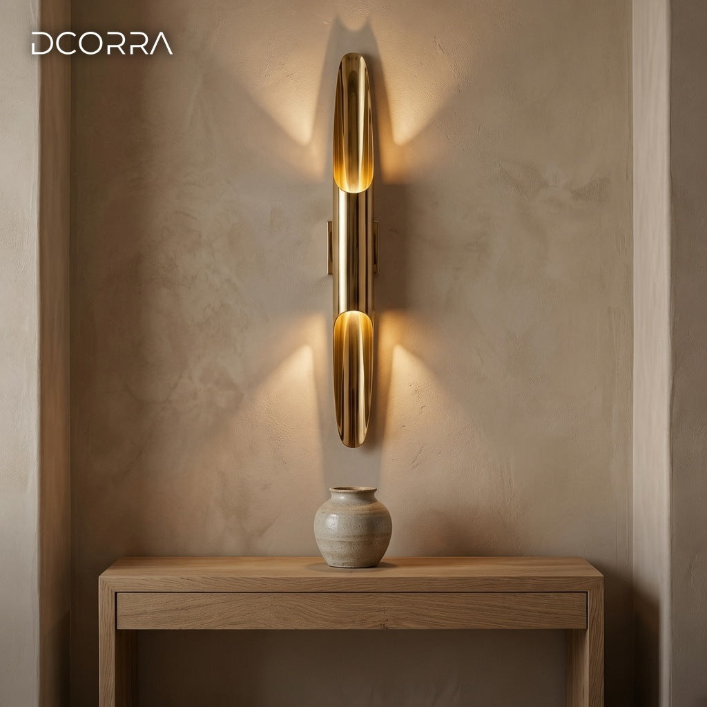 Brass Cylinder Wall Sconce Pair