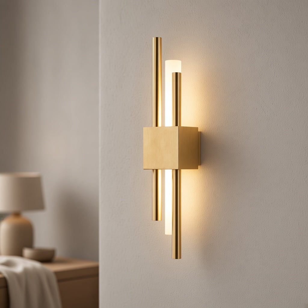 Minimalist Gold Tube Wall Light