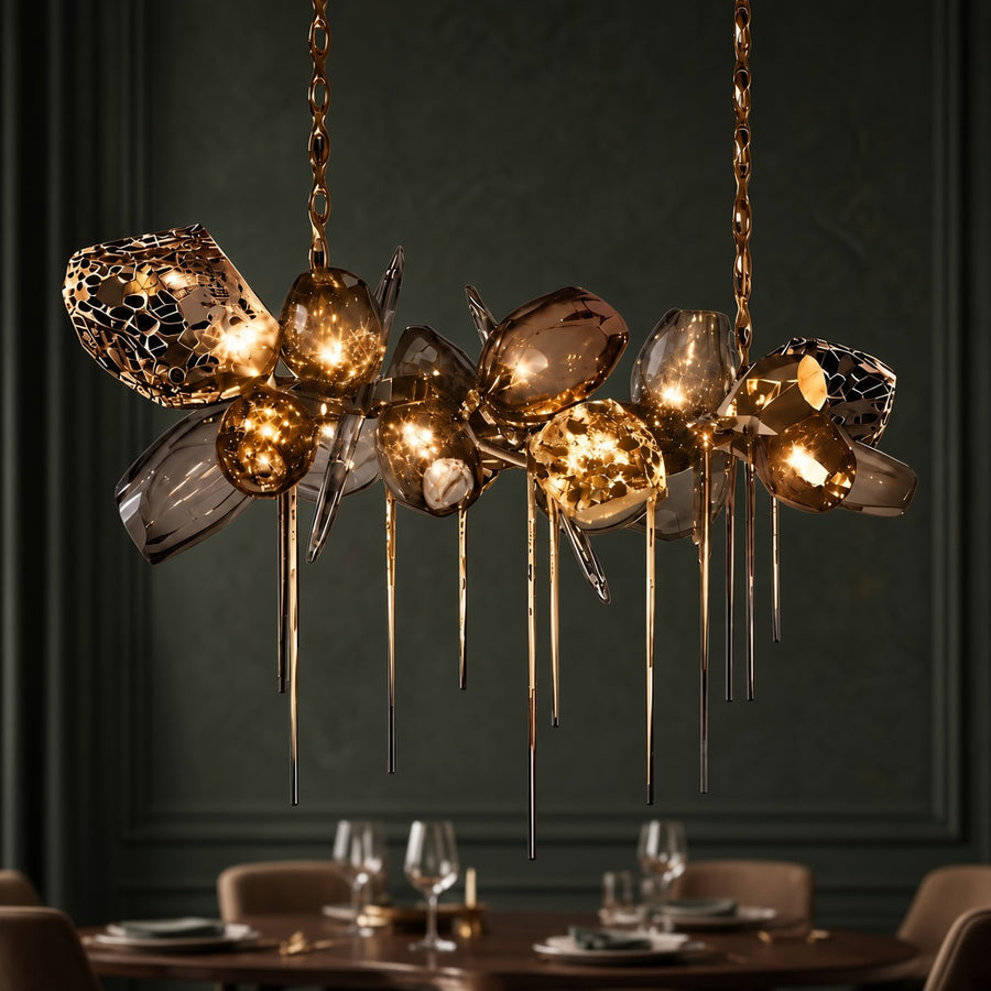Cognac Glass Globe Chandelier