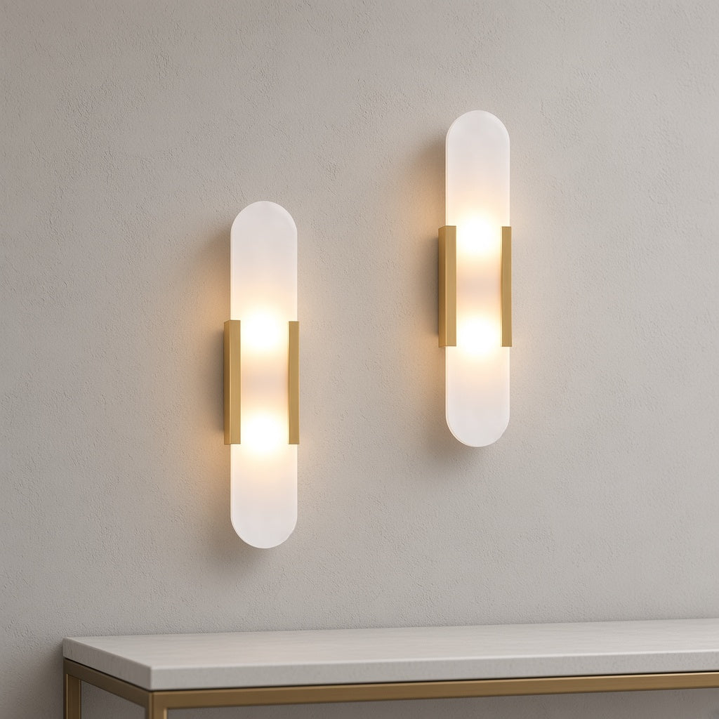 Marble and Frosted Glass Wall Sconce