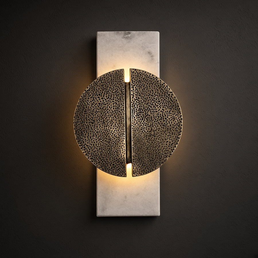 Marble and Hammered Disc Wall Sconce