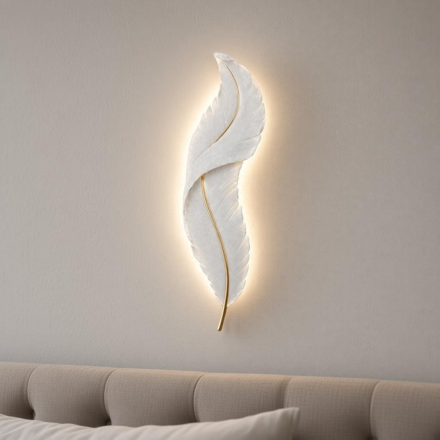 Carved Feather LED Wall Light