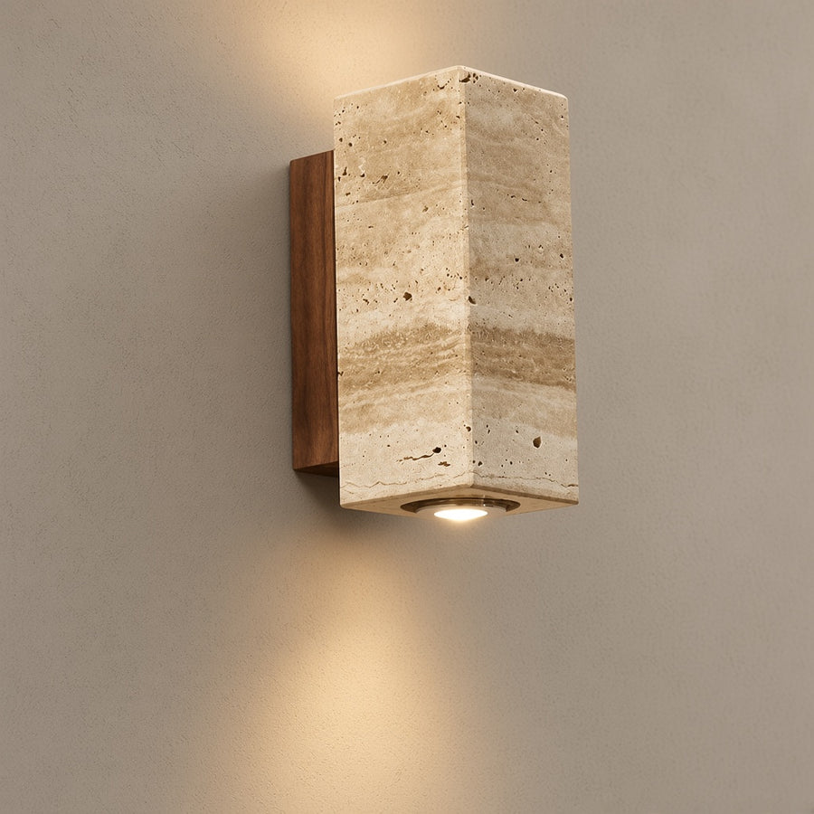 Outdoor Stone Wall Lamp with Wood or Metal Base