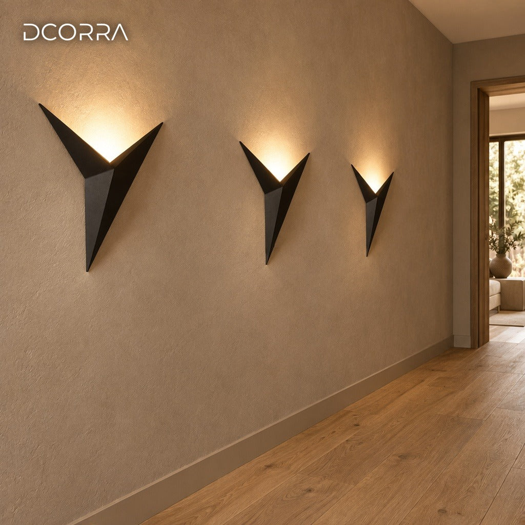 Geometric Three-Point Wall Accent Light - hallway