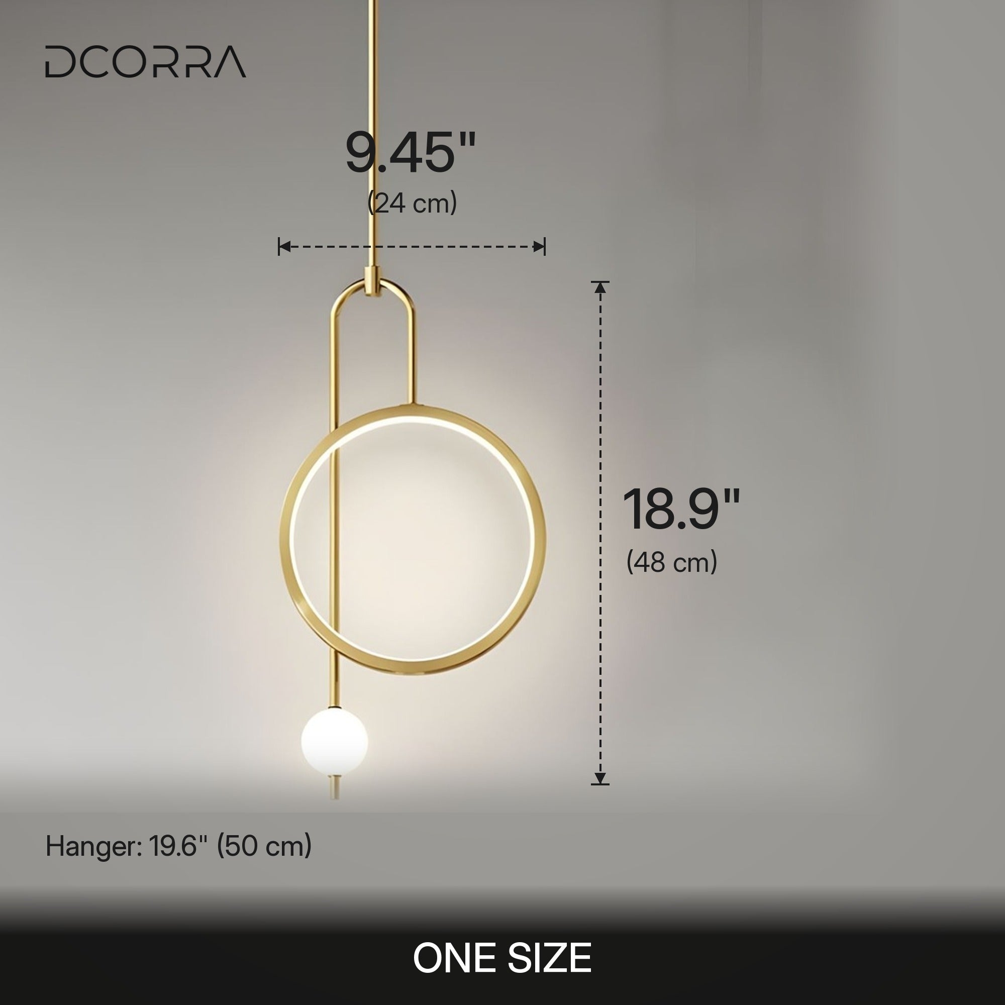 Modern Ring Pendant Light - dimensions
