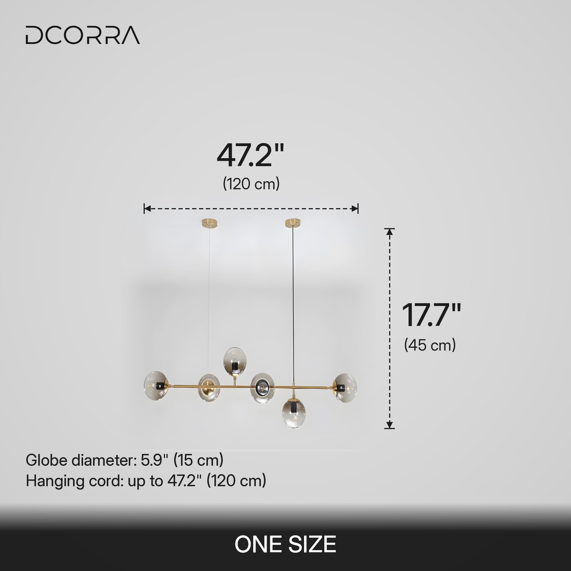 Loft Bubble Glass Linear Chandelier - dimensions