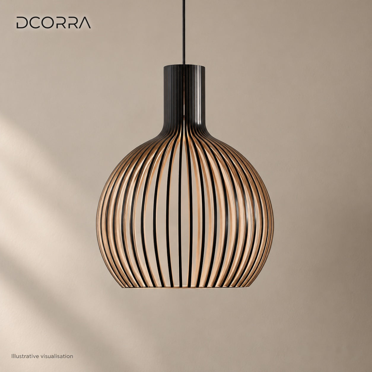 Nordic Wooden Cage Pendant Light - Black