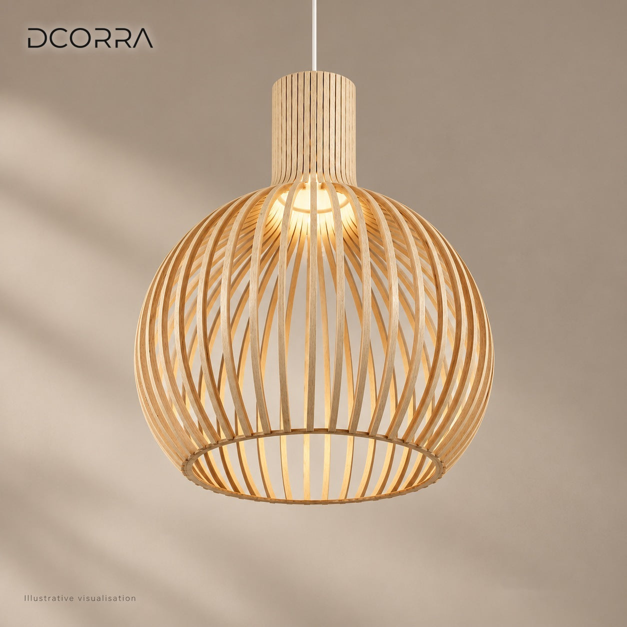 Nordic Wooden Cage Pendant Light - Oak