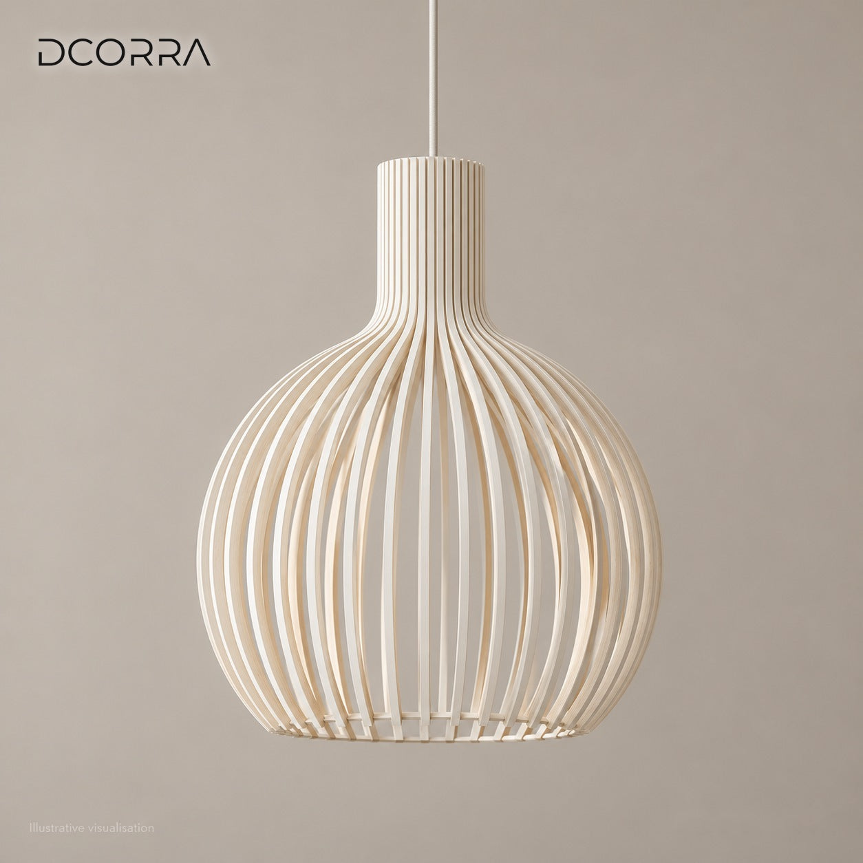 Nordic Wooden Cage Pendant Light - White