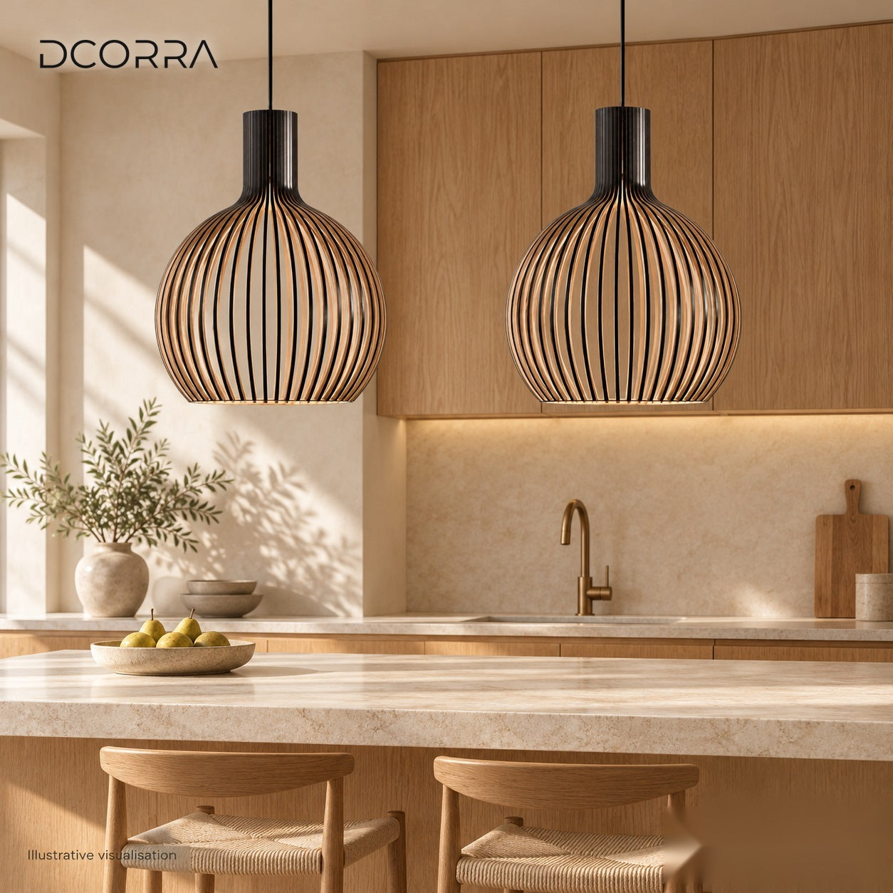 Nordic Wooden Cage Pendant Light - view 3