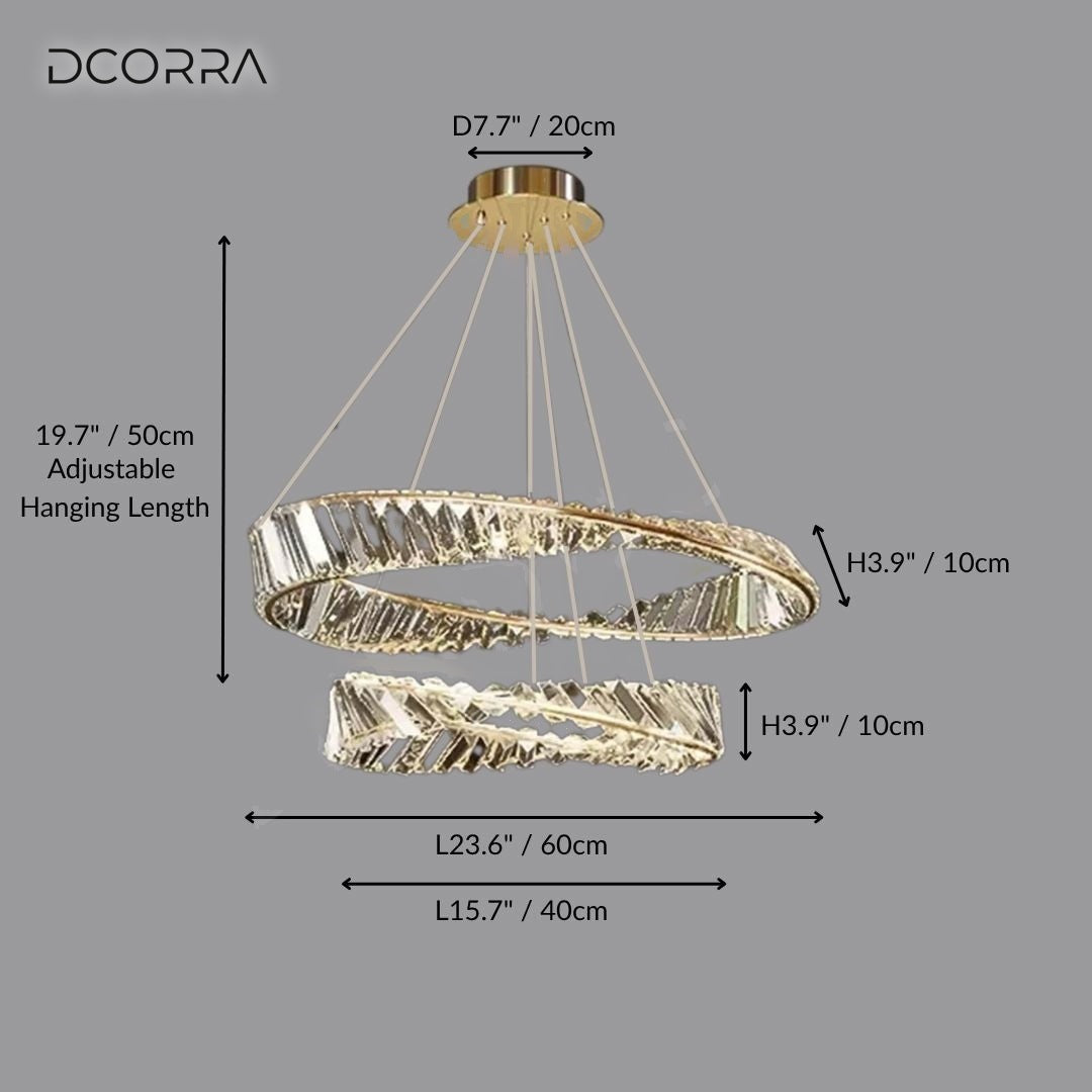 Crystal Ring LED Chandelier - D15.7"+D23.6"