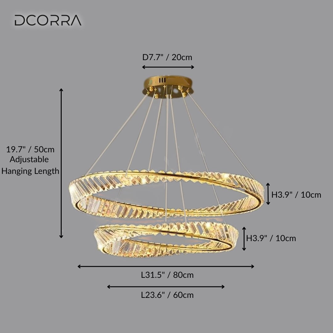 Crystal Ring LED Chandelier - D23.6"+D31.5"