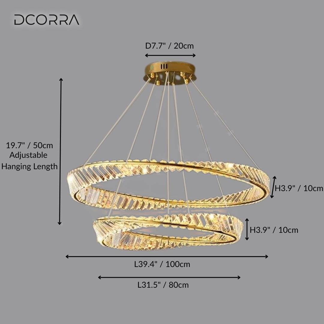 Crystal Ring LED Chandelier - D31.4"+D39.4"